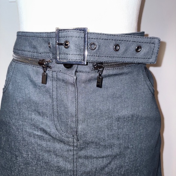 WORTH‎ NEW YORK Gray removable zipper Belt dark gray A-Line Mini Skirt Size 2 - Picture 2 of 10